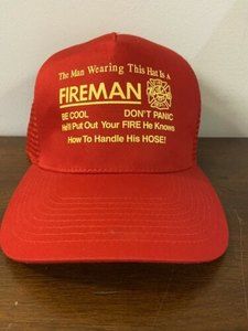 Vintage Snap Back Fireman Good With Hose  Mesh Trucker Hat Funny Snarky